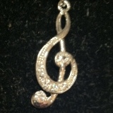 Silvertone Treble Clef with Crystal