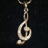 Silvertone Small Size Treble Clef w/ Stones